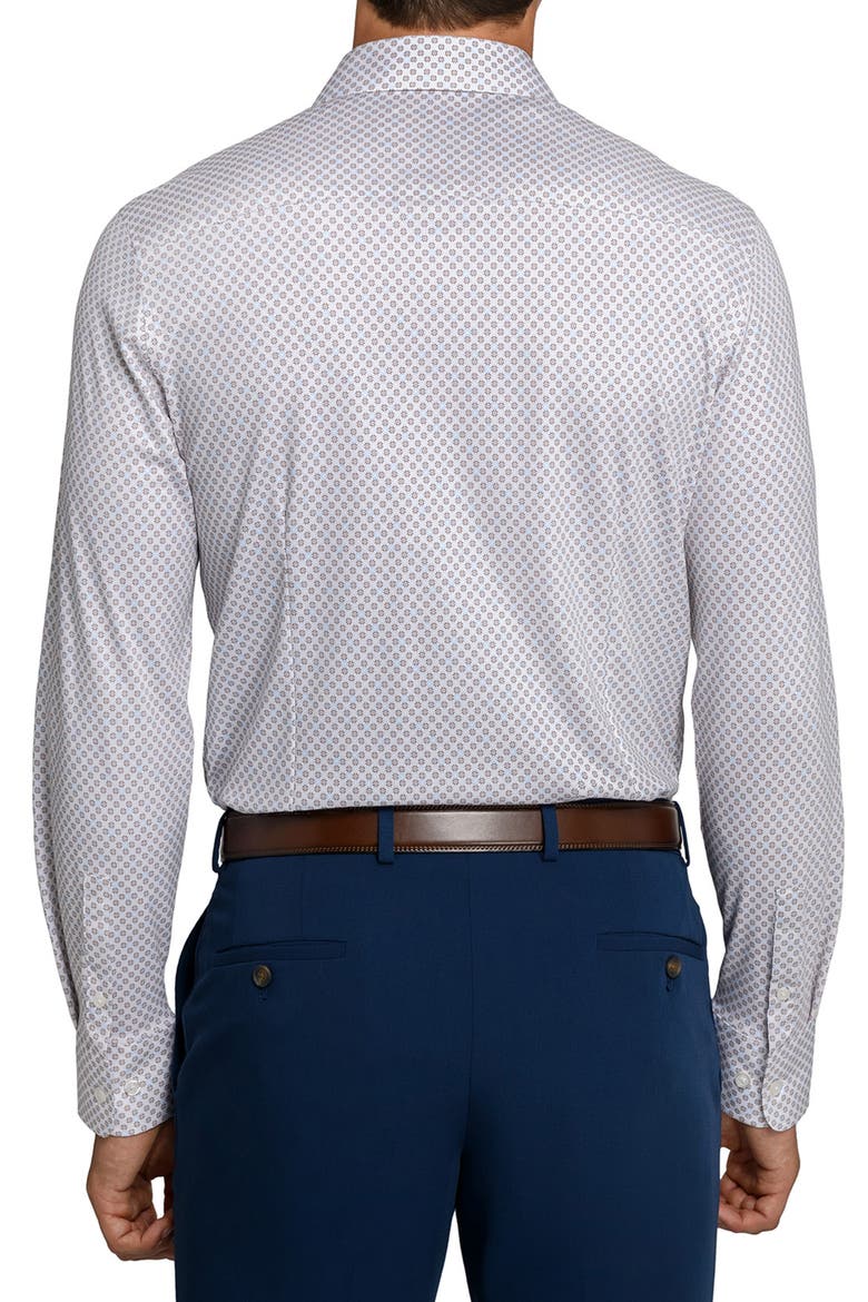 Slim Fit Floral Geo Reworked Cotton Dress Shirt, Alternate, color, WHITE/TAN