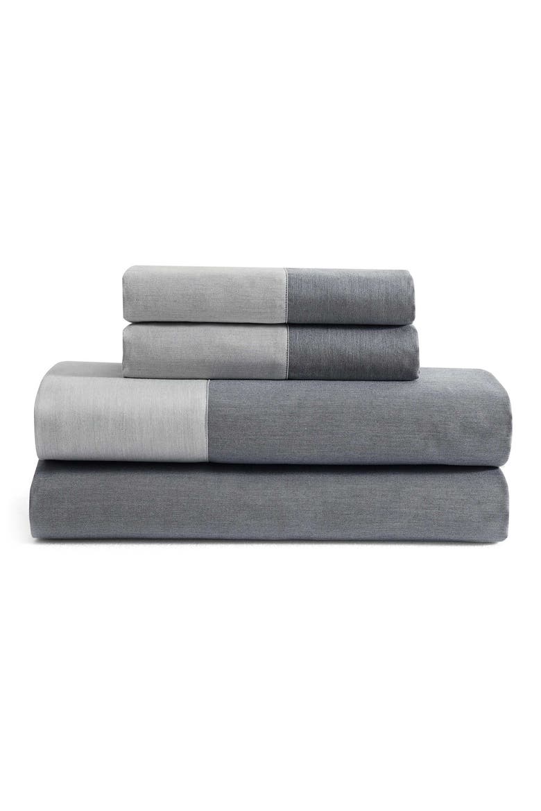 Contrast Weave 300 Thread Count Sheet Set, Main, color, LIGHT / MEDIUM BLUE