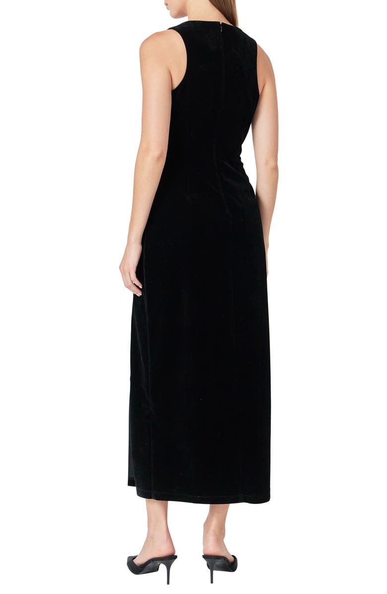Endless Rose Jewel Trim Sleeveless Velvet Maxi Dress, Alternate, color, Black
