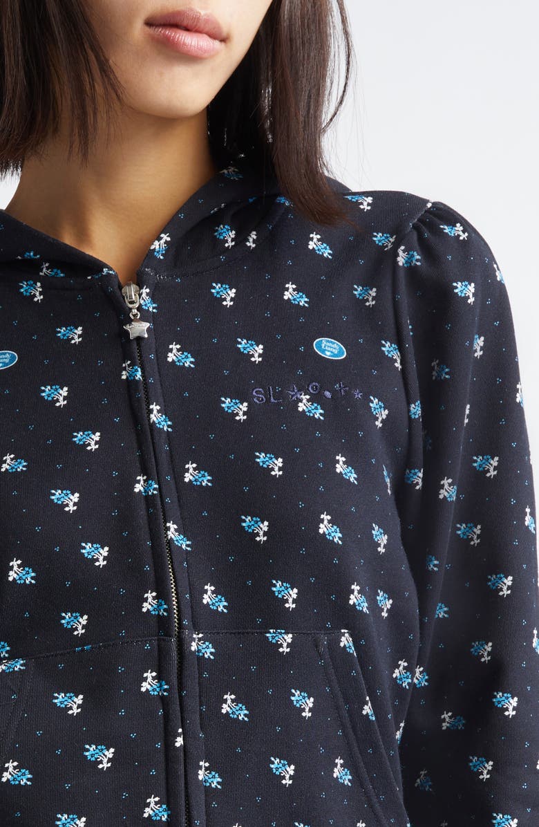 Sandy Liang Cardomom Floral Print Full Zip Hoodie, Alternate, color, 