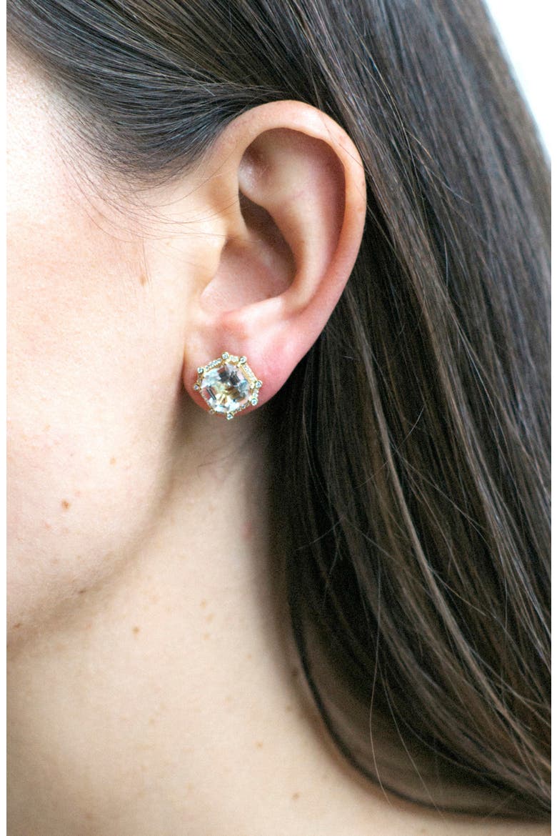 Asscher Cut Stone Stud Earrings, Alternate, color, CLEAR