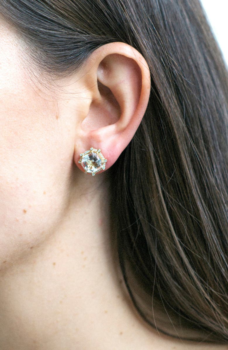 GOSHWARA Asscher Cut Stone Stud Earrings, Alternate, color, Clear