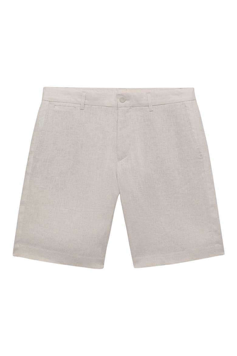 Slim Fit Flat Front Linen Bermuda Chino Shorts, Alternate, color, OFF WHITE