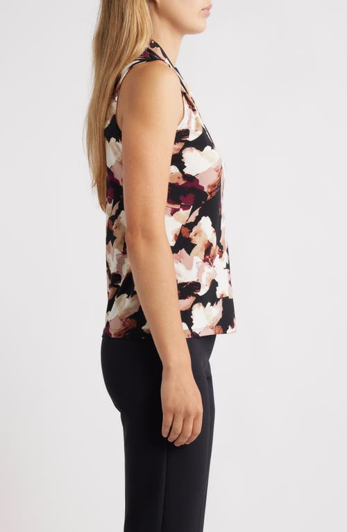 Anne Klein Abstract Print Triple Pleat Sleeveless Top In Multi