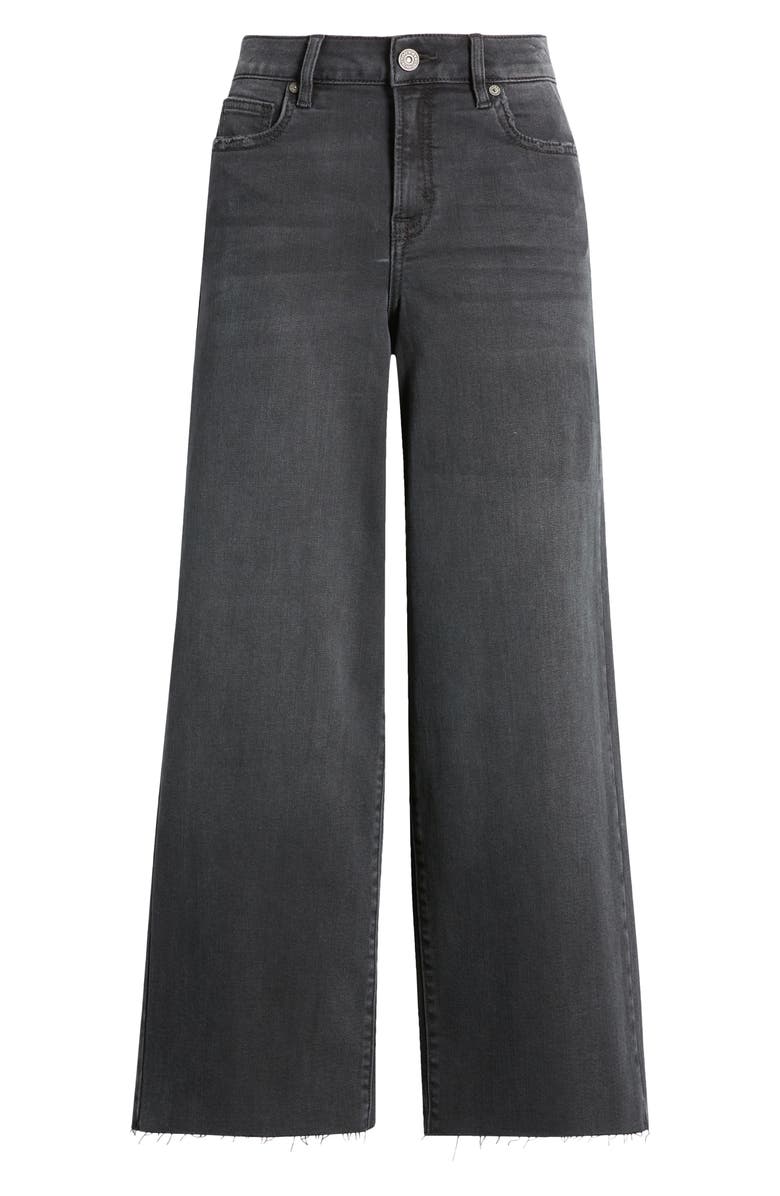 HIDDEN JEANS Raw Hem High Waist Wide Leg Jeans, Alternate, color, Black