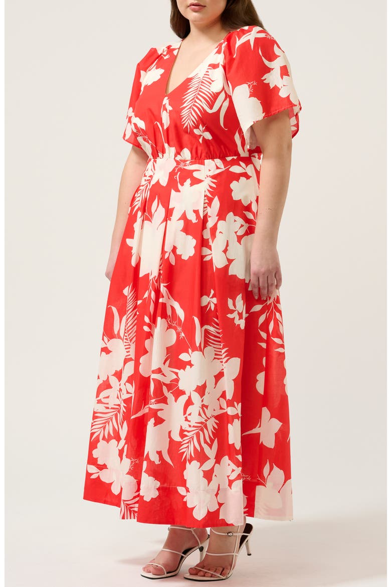 Solstice Floral Print Maxi Dress, Alternate, color, POPPY RED/ CREAM