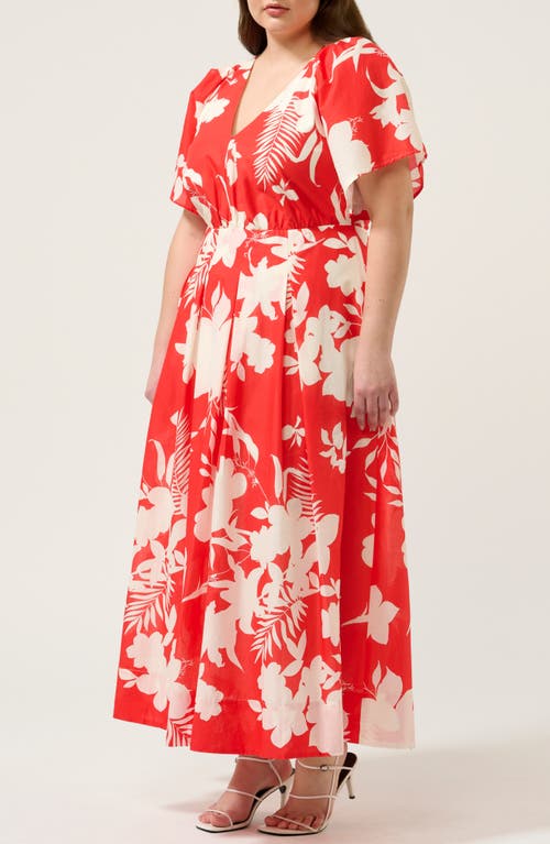 Estelle Solstice Floral Print Maxi Dress In Red