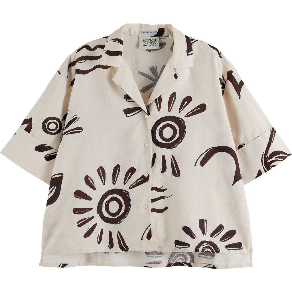 Scotch & Soda Floral-print Shirt In Inky Sun Linen