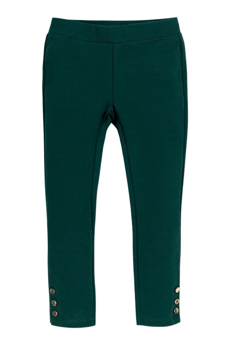 Girls' Button Cuff Ponte Pant, Toddler, Alternate, color, Pine Green