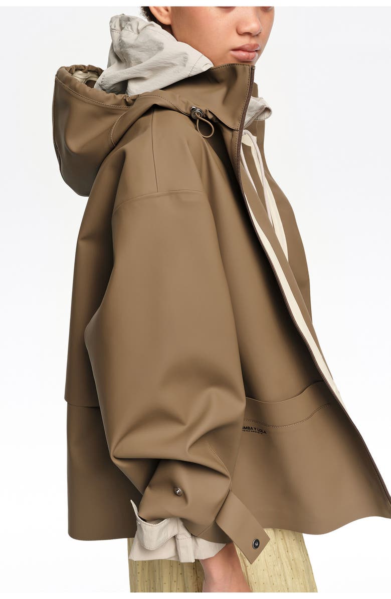 Bimba y Lola Rubber-Coated Flared Trench, Alternate, color, Dark Camel