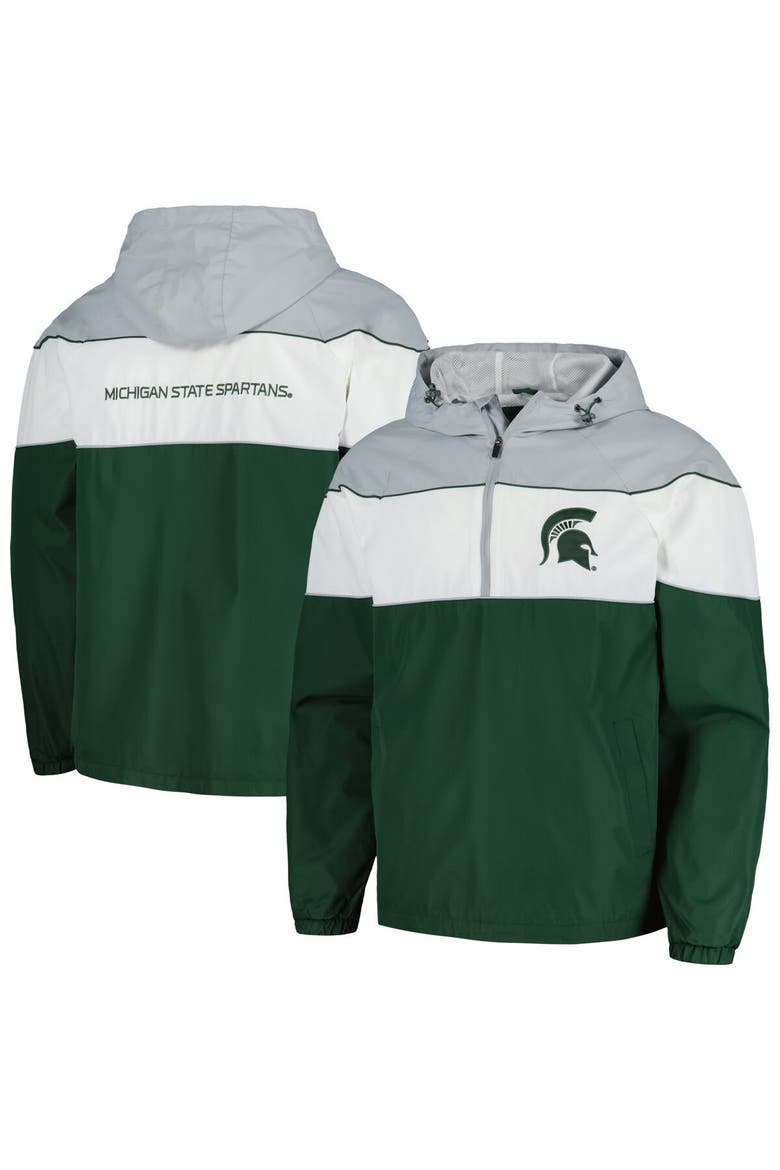 Men's G-III Sports by Carl Banks Green Michigan State Spartans Center Line Half-Zip Raglan Hoodie Jacket, Alternate, color, Green