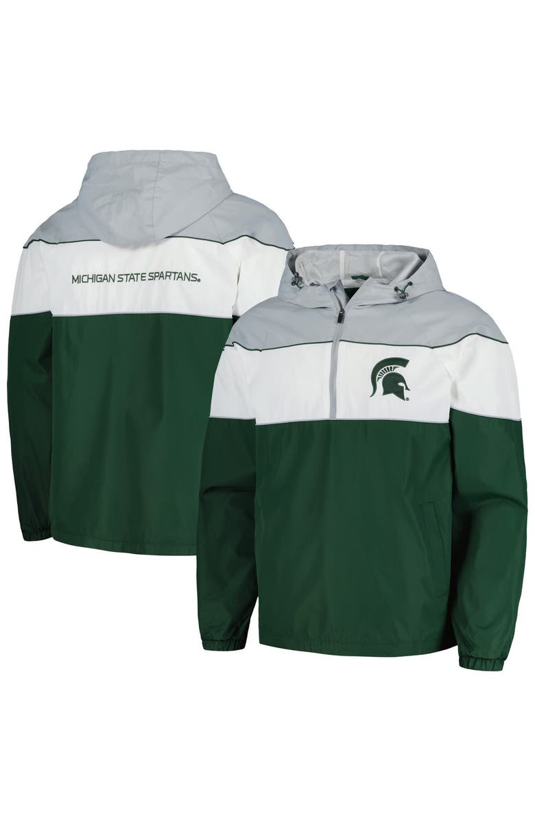 G-III SPORTS BY CARL BANKS Men's G-III Sports by Carl Banks Green Michigan State Spartans Center Line Half-Zip Raglan Hoodie Jacket, Alternate, color, Green