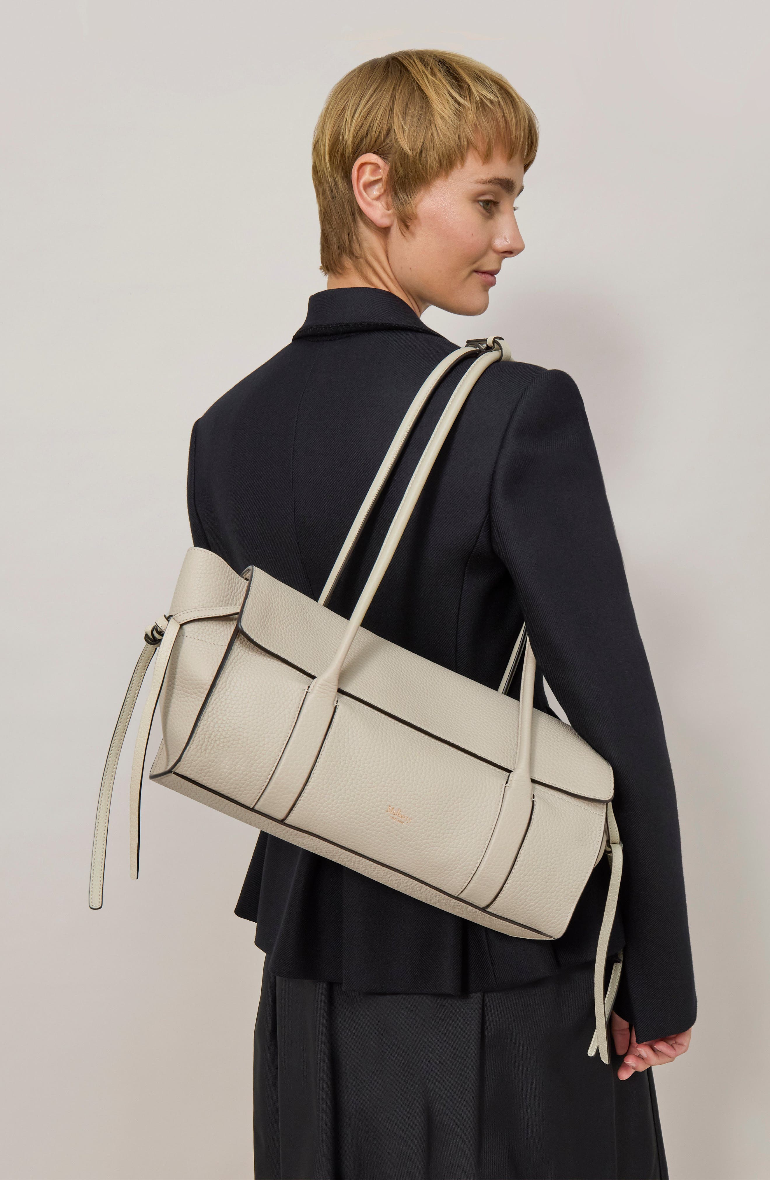 Mulberry Small Soft Bayswater Leather Satchel, Alternate, color, Chalk