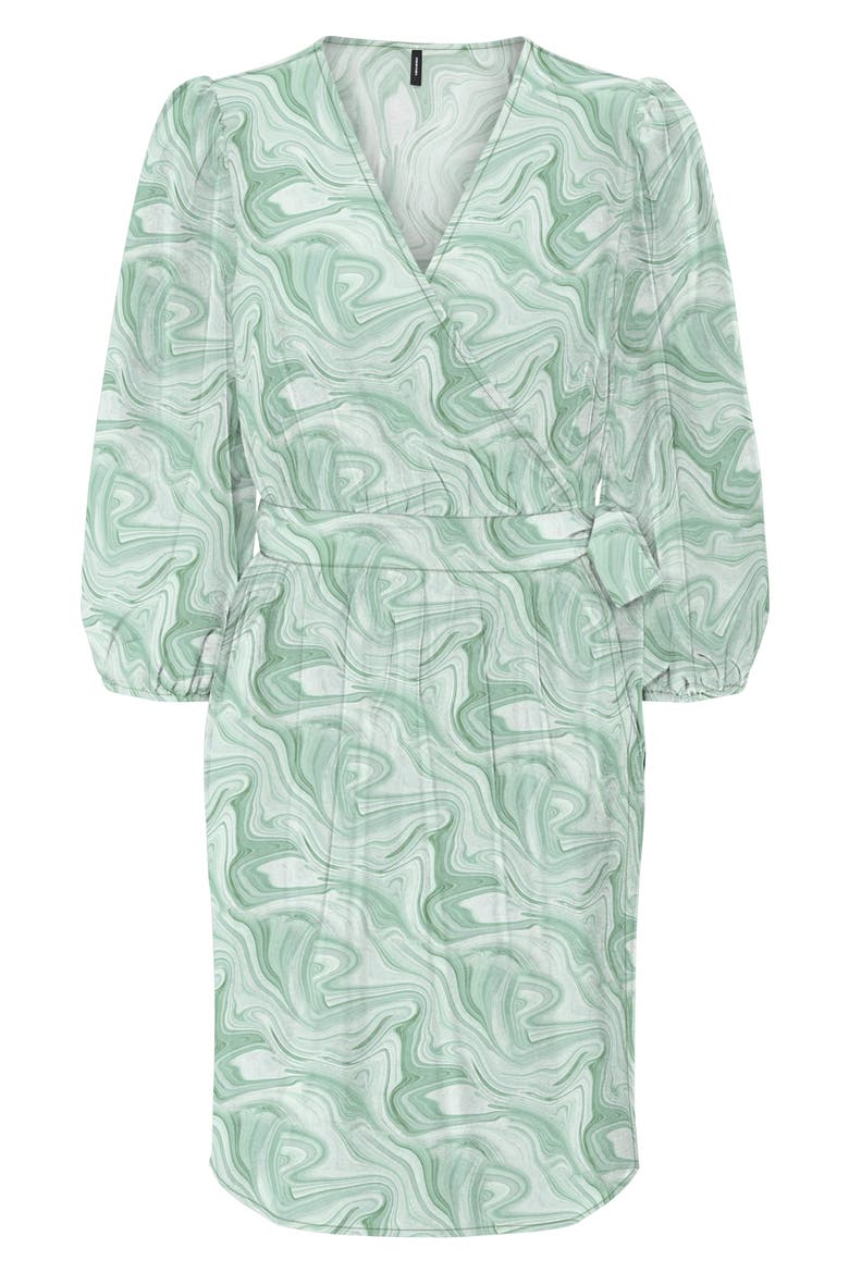 Juno Marbleized Wrap Front Dress, Alternate, color, SNOW WHITE AOP