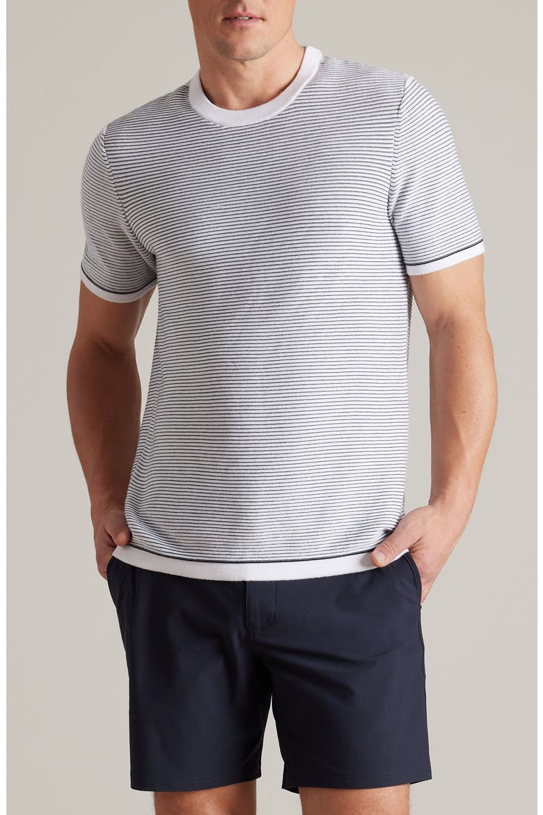 Compass Knit Stripe T-Shirt, Main, color, WHITE/ TRUE NAVY STRIPE