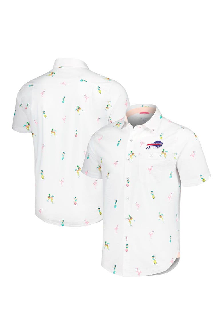 Men's Tommy Bahama White Buffalo Bills Nova Wave Flocktail Button-Up Shirt, Main, color, White