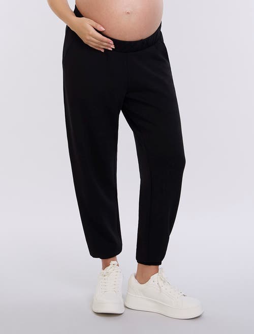 Motherhood Maternity Under The Belly Side Pockets Scuba Jogger In Black