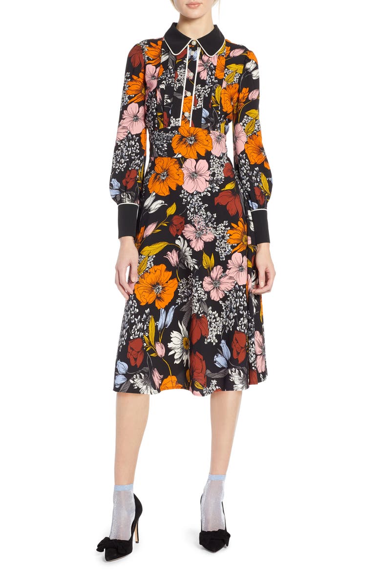 x Atlantic-Pacific Floral Print A-Line Dress, Main, color, BLACK EADIE FLORAL