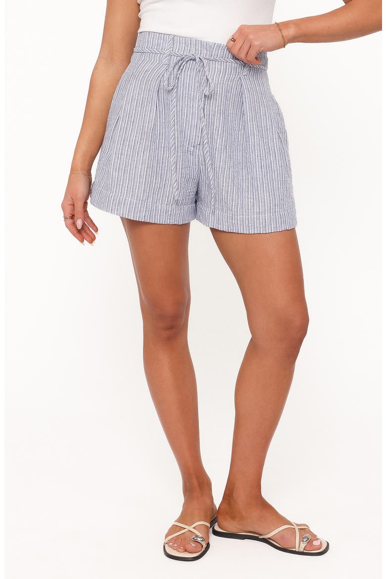 Jazzara Stripe Paperbag Shorts, Main, color, BLUE/ WHITE STRIPE