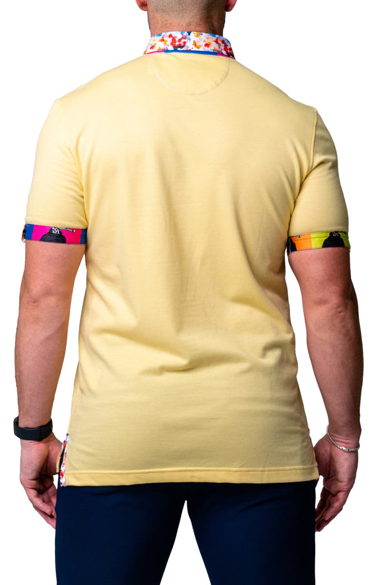 Maceoo Mozartsolidsplash Yellow Piqué Button-Down Polo, Alternate, color, Yellow