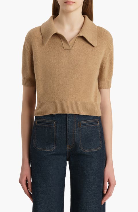 Leni Stretch Merino Wool & Cashmere Polo Sweater