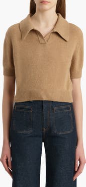 Khaite Leni Stretch Merino Wool & Cashmere Polo Sweater