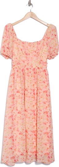 Puff Sleeve Chiffon Dress