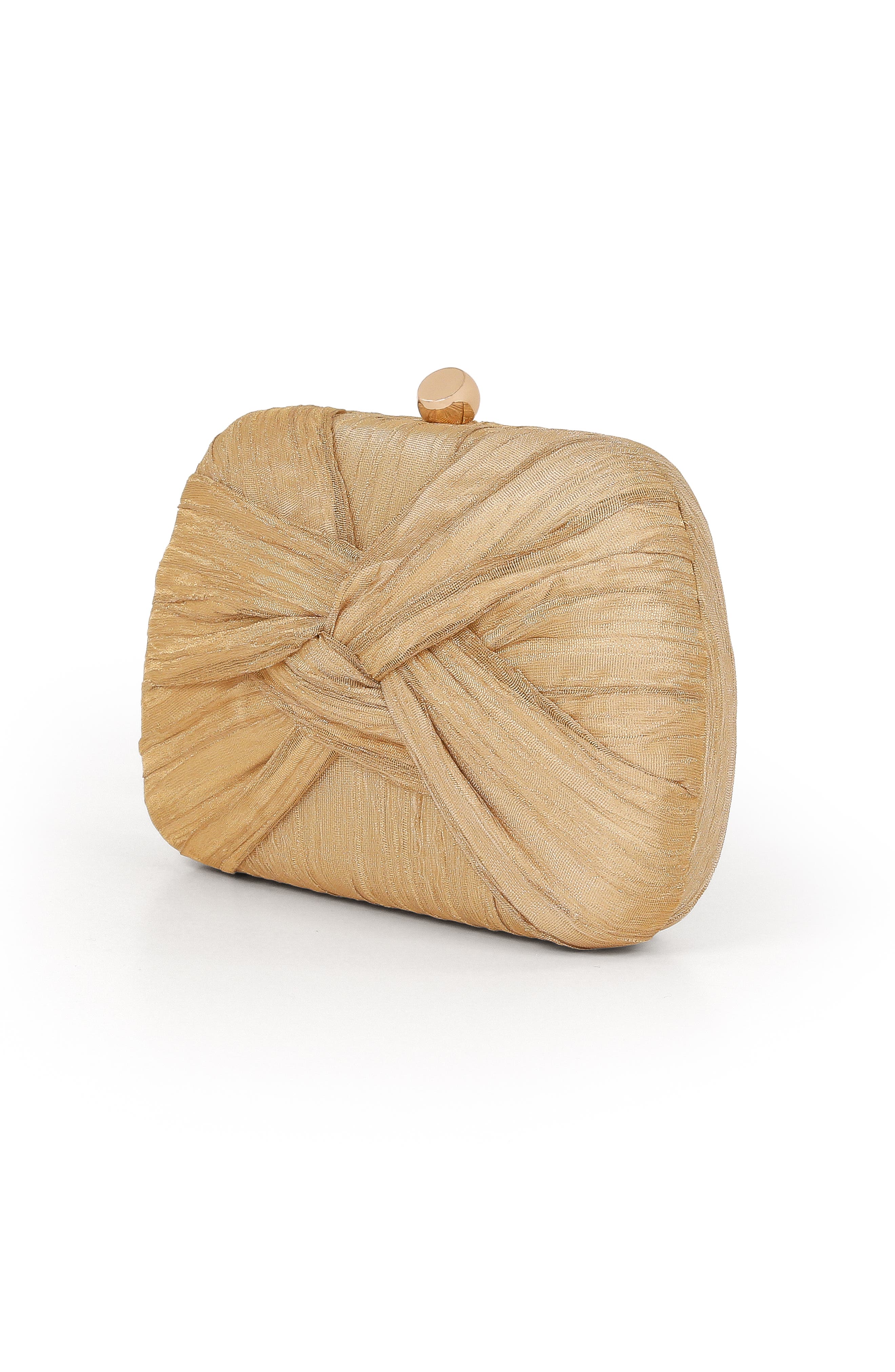 Jewel Badgley Mischka Jasmine Gold Lame' Twist Minaudiere, Alternate, color, Gold