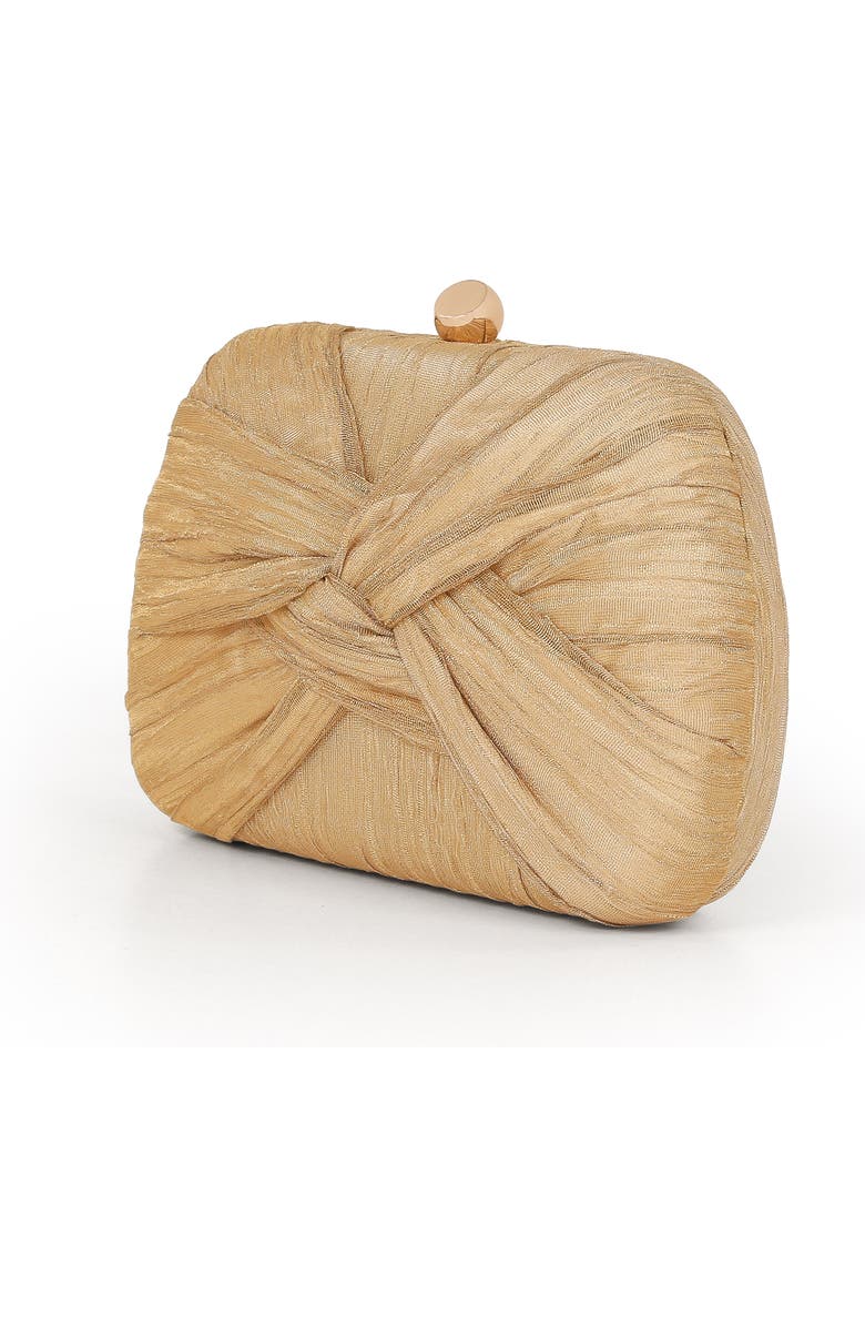 Jewel Badgley Mischka Jasmine Gold Lame' Twist Minaudiere, Alternate, color, Gold