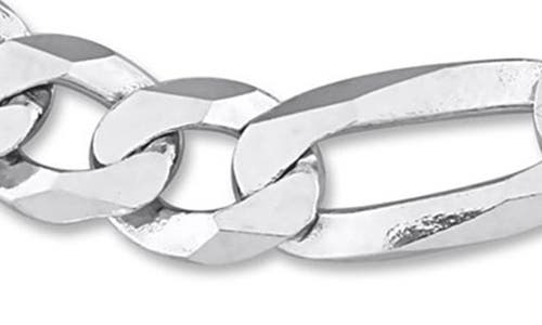Delmar 8.9mm Flat Figaro Chain Necklace & Bracelet Set In Silver