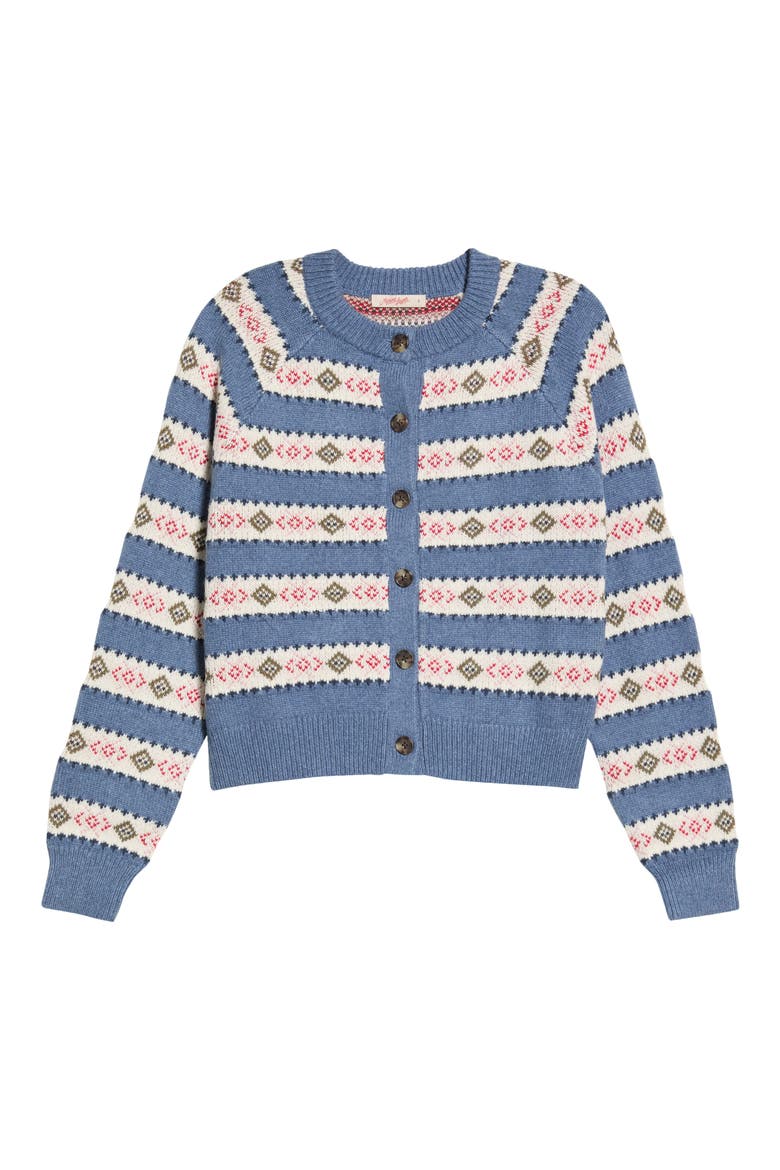 Fiorella Fair Isle Cotton Blend ardigan, Main, color, FRENCH BLUE