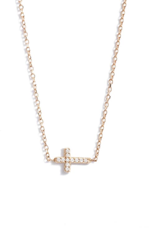 Love Letter Pavé Diamond Cross Pendant Necklace