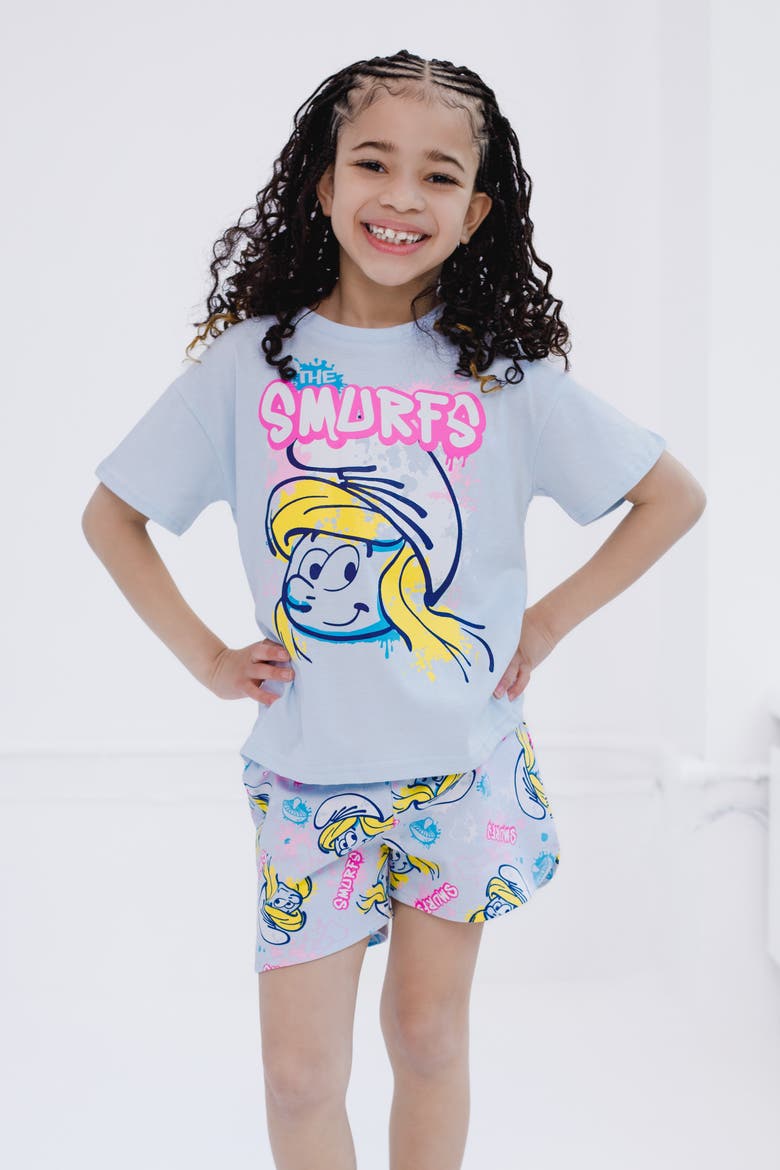 Smurfette T-Shirt and French Terry Shorts Set, Alternate, color, Smurfette Light Blue