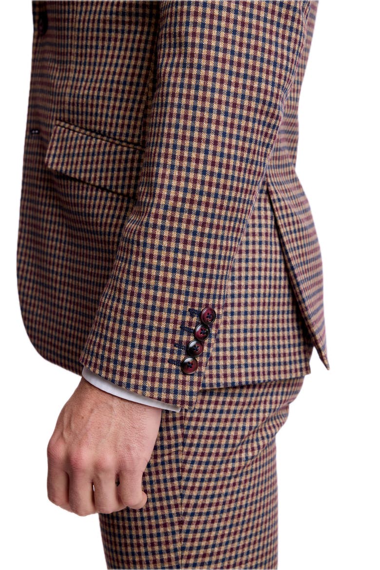 Dover Slim Notch Suit Jacket, Alternate, color, BURGUNDY NAVY TAN FALL GINGHAM