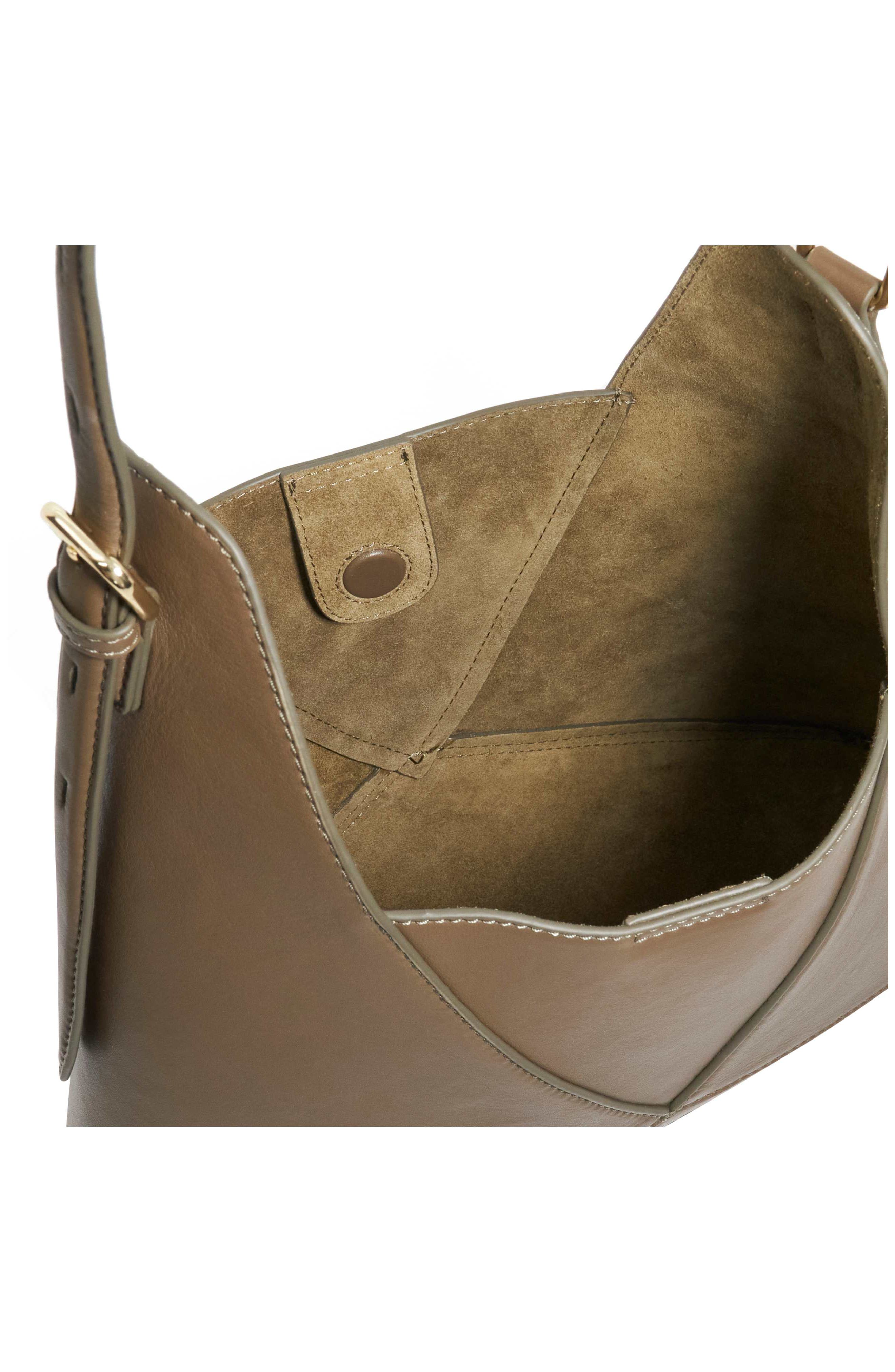 Dune London Dinidearest Leather Shoulder Bag, Alternate, color, Khaki