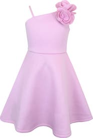 Zunie Kids' One-Shoulder 3D Flower Scuba Knit Dress