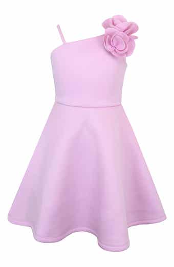Zunie Kids' One-Shoulder 3D Flower Scuba Knit Dress