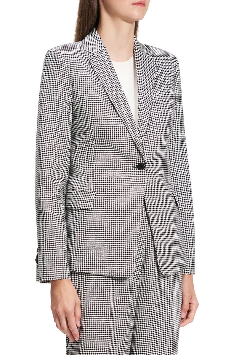 Theory B.Mel Houndstooth Check Slim Fit Linen Blend Blazer, Main, color, Black/ White Multi