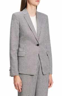Theory B.Mel Houndstooth Check Slim Fit Linen Blend Blazer