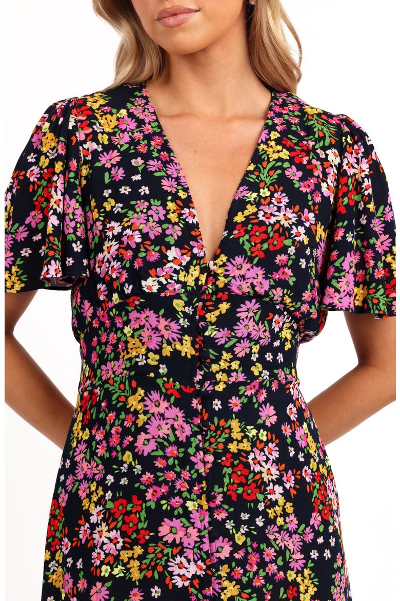 Owena Floral Midi Dress, Alternate, color, MIDNIGHT DAISY