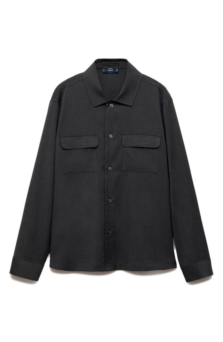 MANGO Pocket Slim Fit Overshirt, Alternate, color, Dark Heather Grey