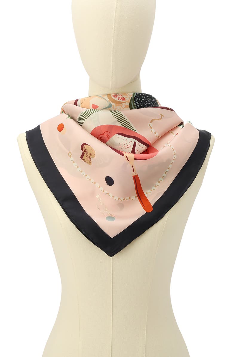 Kate Spade New York festive party square silk scarf, Alternate, color, Pink Multi