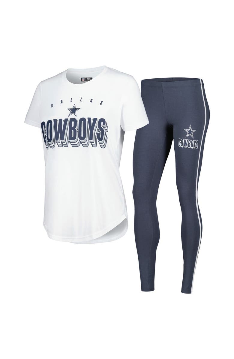 CONCEPTS SPORT Women's Concepts Sport White/Charcoal Dallas Cowboys Sonata T-Shirt & Leggings Set, Alternate, color, White