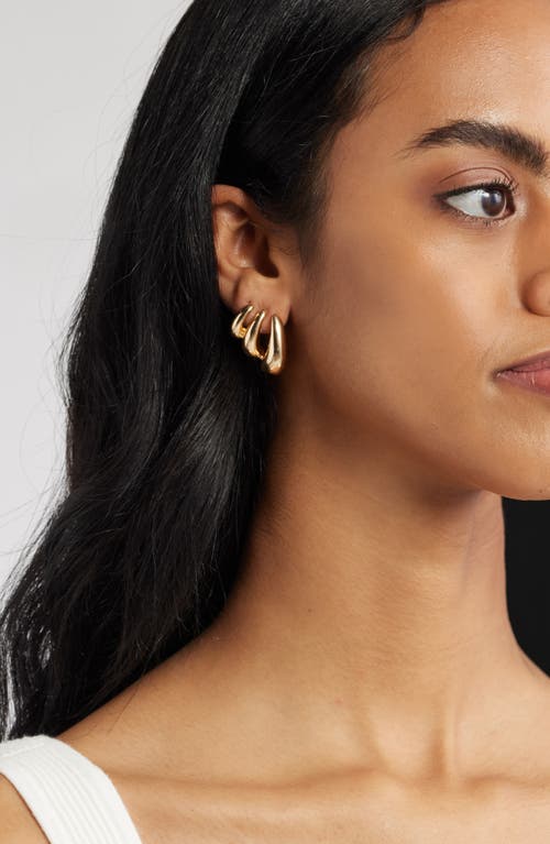 Open Edit Triple Teadrop Stud Earrings