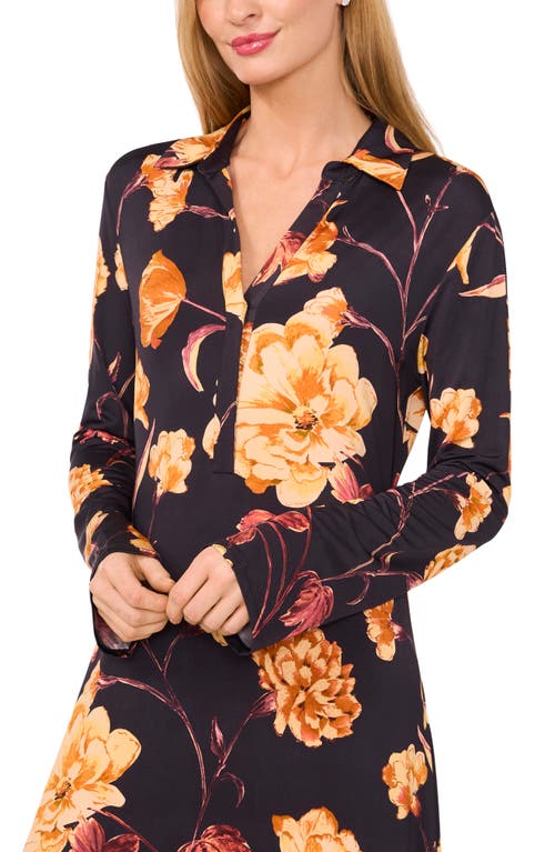 Ted Baker Floral Long Sleeve Jersey Maxi Dress In Black