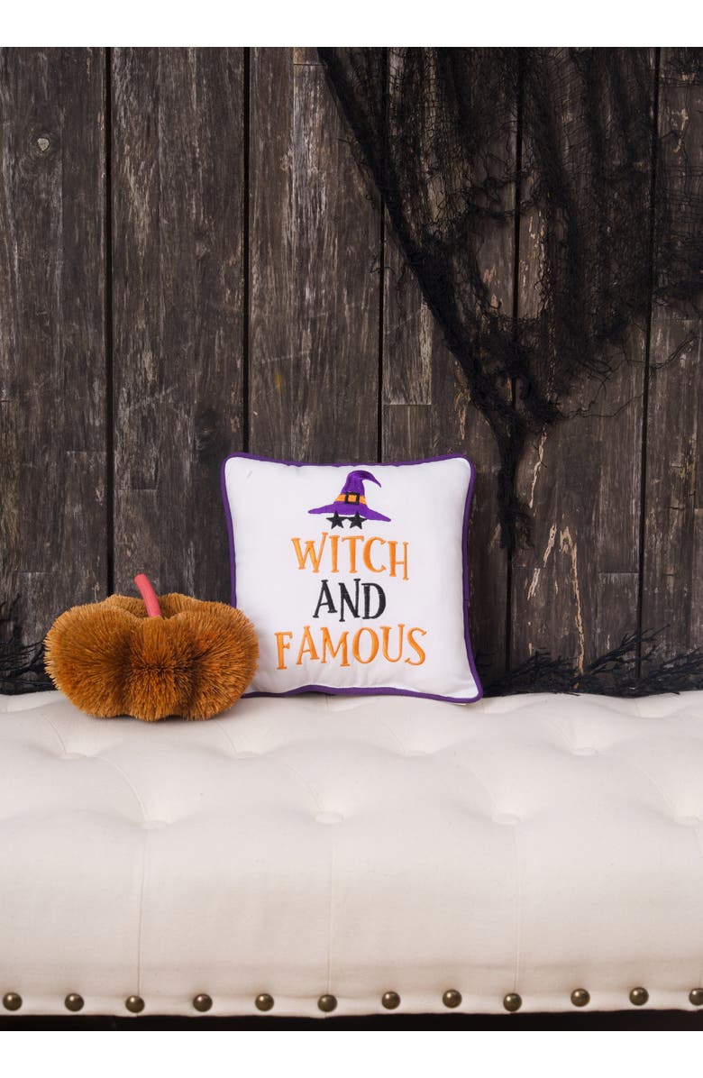 C&F Home Witch And Famous Halloween Small/Petite Accent Pillow, 10" x 10", Alternate, color, Orange
