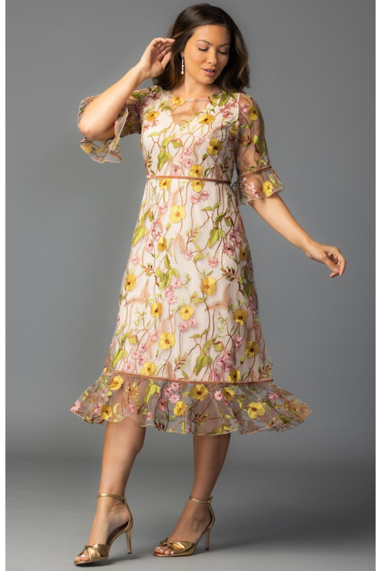 Wildflower Embroidered Dress, Alternate, color, Sunkissed Garden