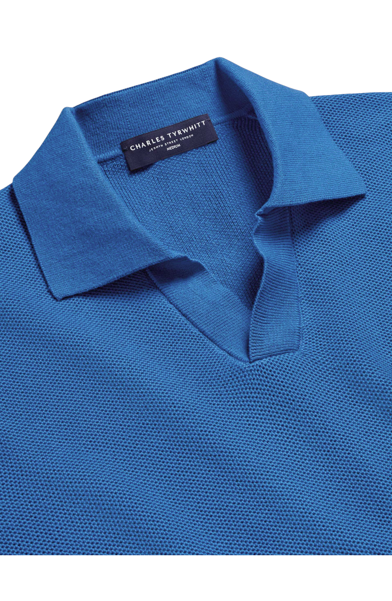 Charles Tyrwhitt Cotton Honeycomb Trophy Neck Sweater, Alternate, color, Mid Blue