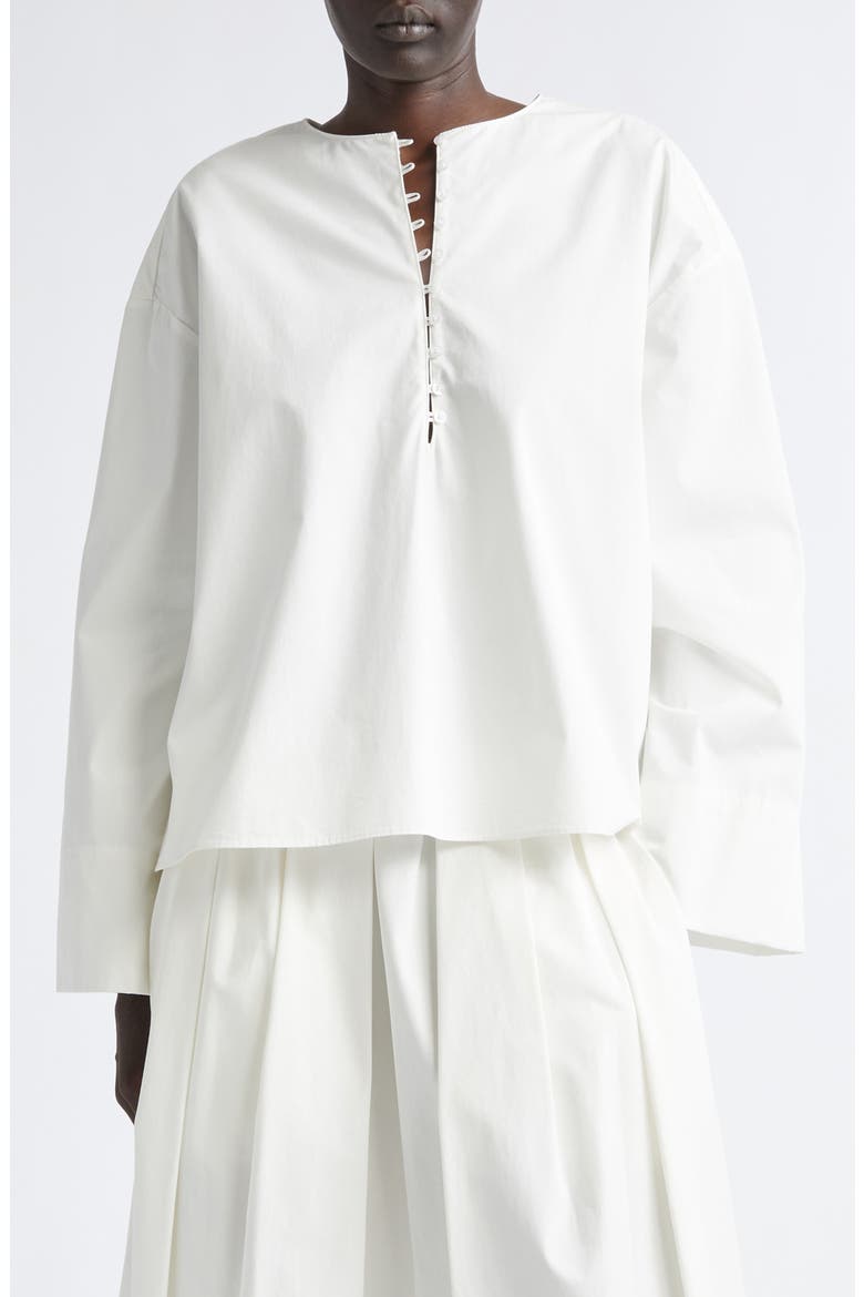 Marguerite Starched Cotton Poplin Top, Main, color, IVORY