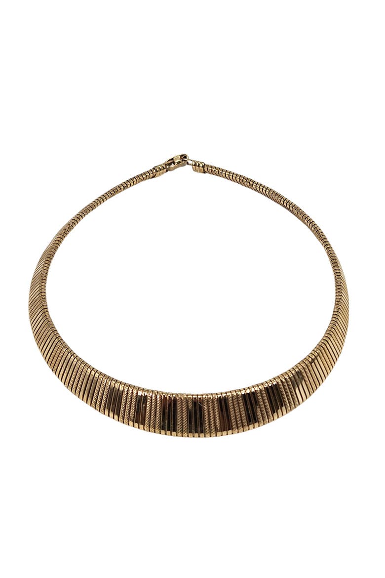 Vintage 1970 Gold Textured Omega Collar Necklace, Main, color, gold